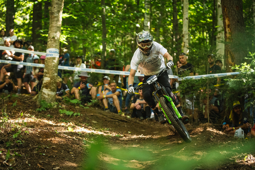 The excitement of participants watching the EWS Burke enduro MTB race