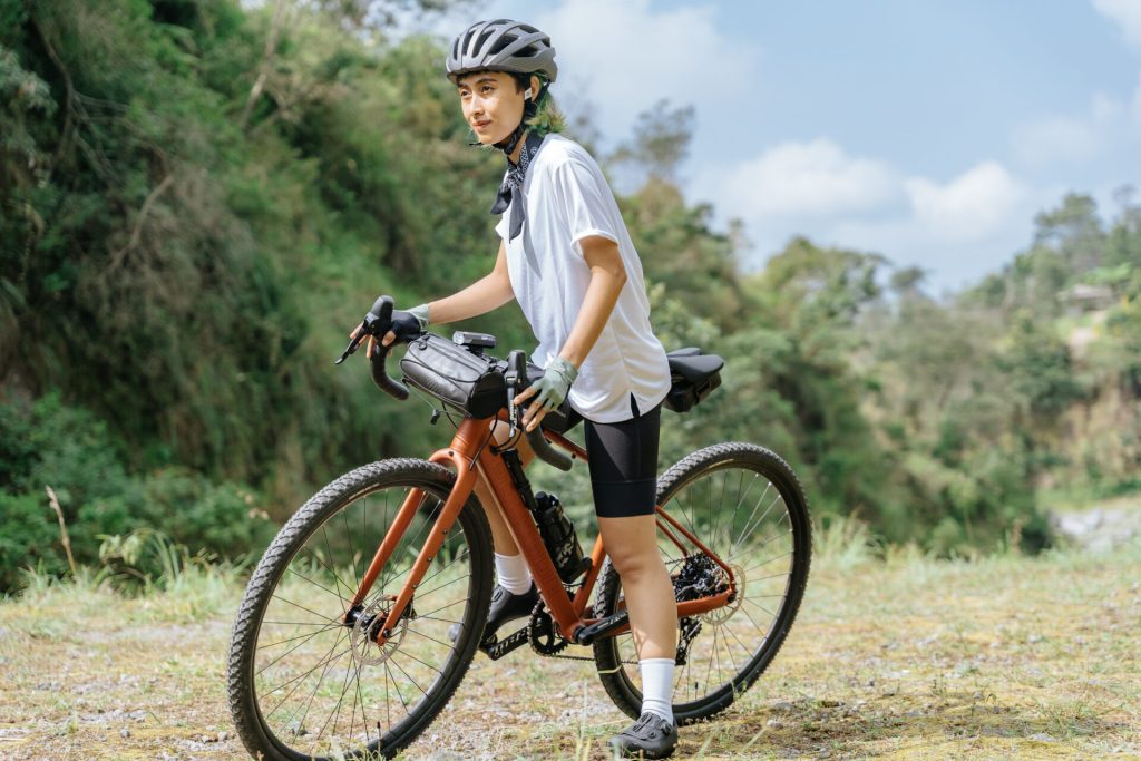 Polygon Bend R7 Gravel Bike Navigating A Mixed Surface Trail Ride