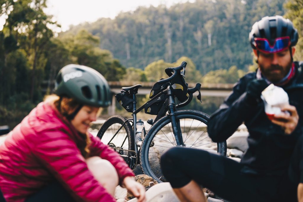 Taking a short break after a gravel ride