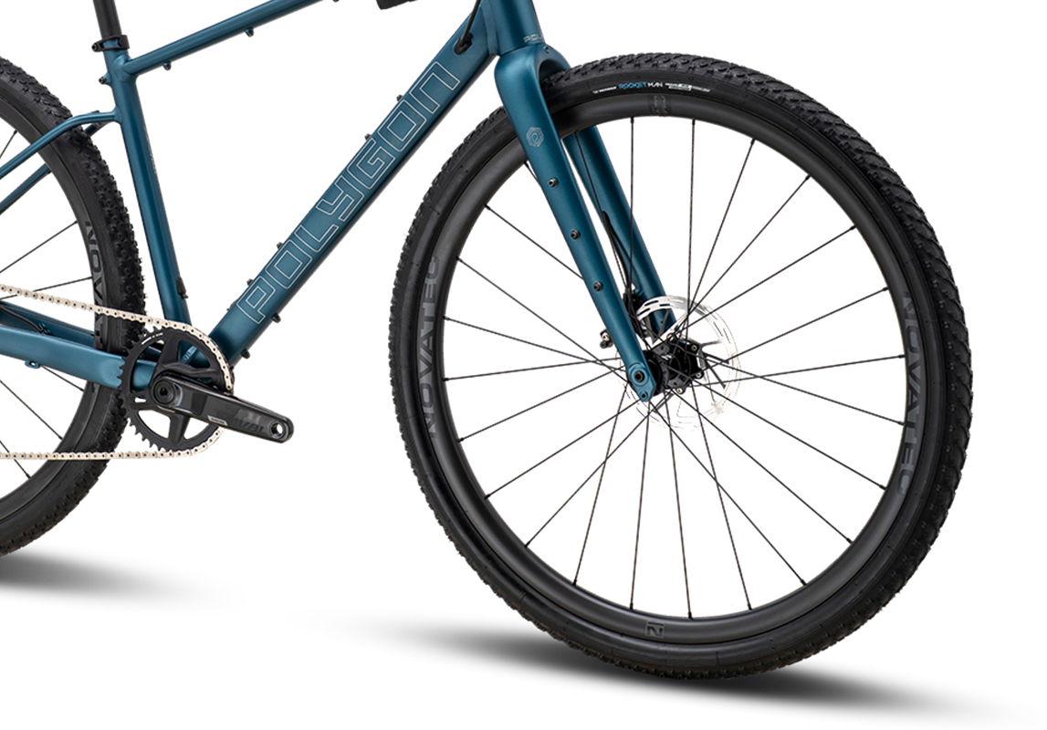 Polygon gravel bike’s knobby tires