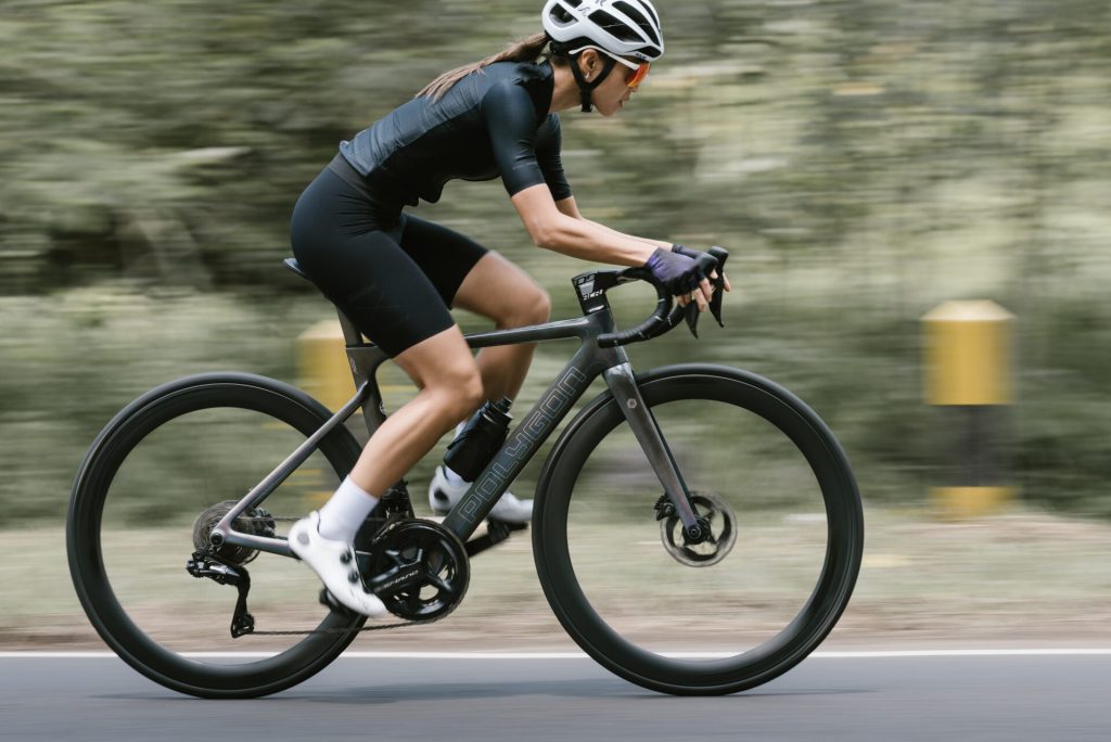 Rider On A Polygon Helios Road Bike Wearing Stylish Cycling Gear
