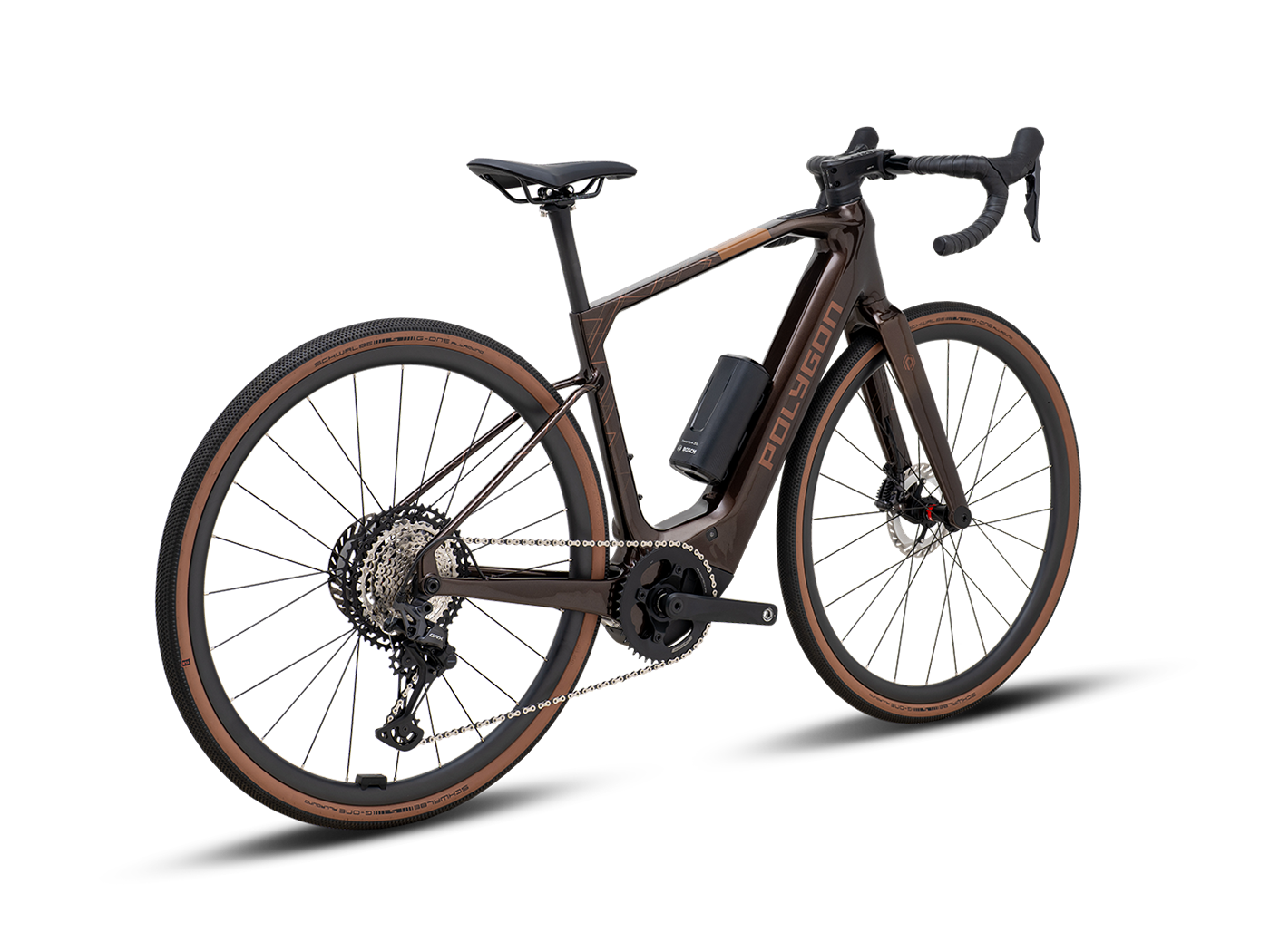 Polygon Tambora AE GRX rear three quarter view in brown