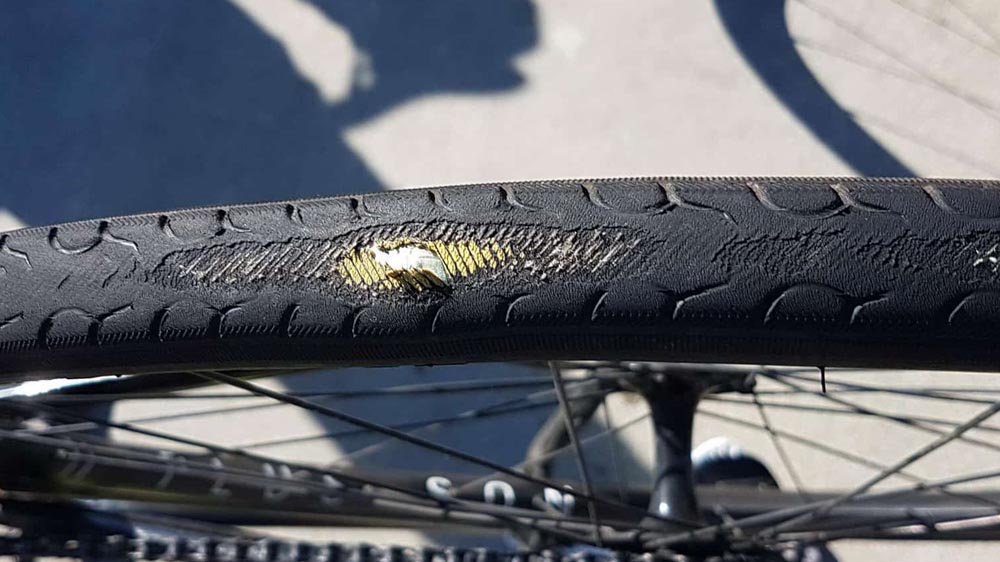 An Electric Bike Tires Start To Tear