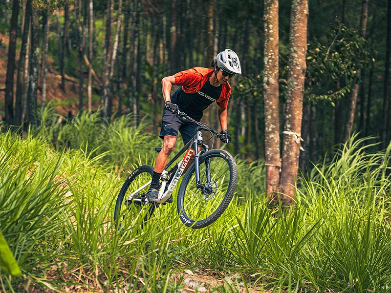 Riding A Polygon Mountain Bike On Tracks