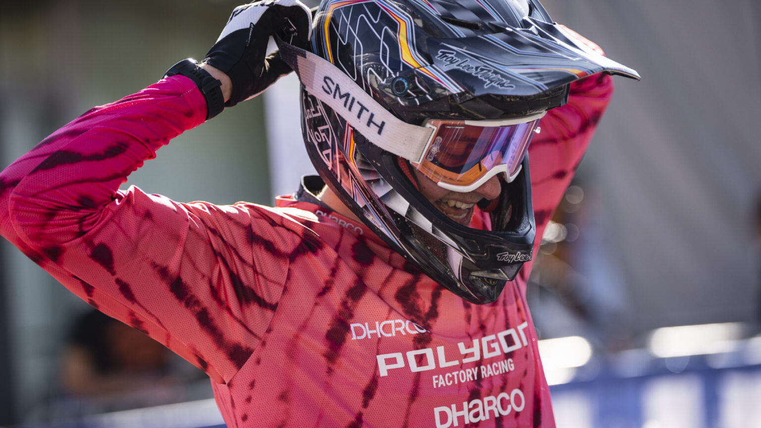 Wearing A Bike Helmet Before The Enduro Mtb Race