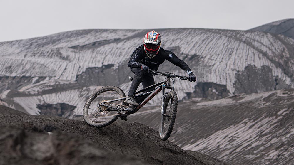 Navigating mountain trails with a Polygon mountain bike