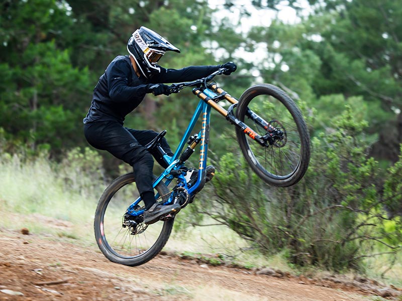 Close Up Of A Mullet Mountain Bike’s Mixed Wheel Setup