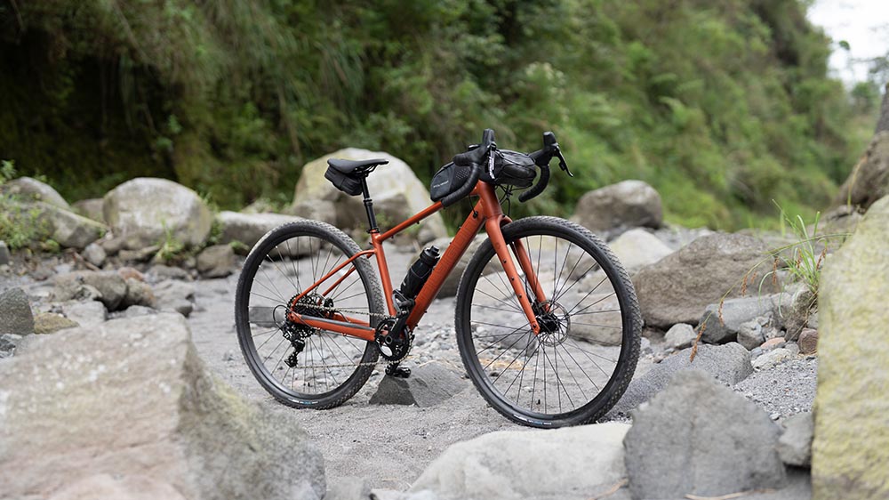 Gravel bike fully loaded and ready for a multi day bikepacking adventure
