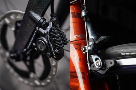 Rim Vs Disc Brake Installed On A Road Bike