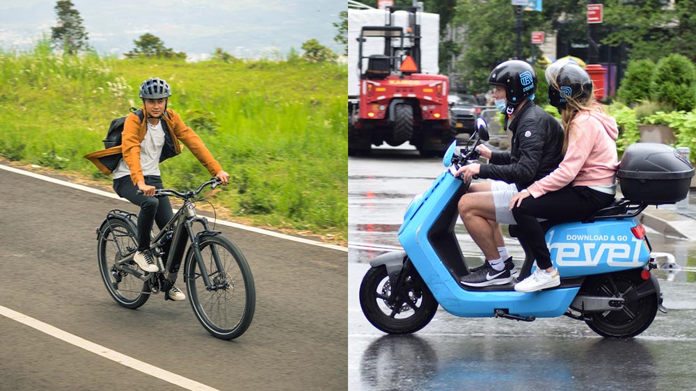 Urban commuting with a moped versus an e bike