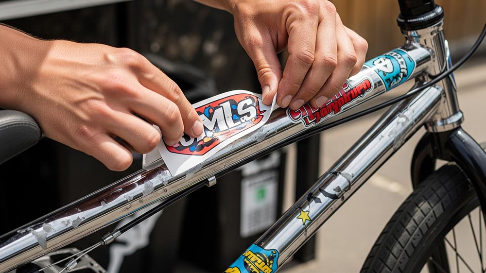 Customizing a BMX bike using personalized stickers
