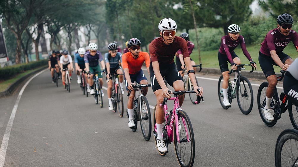 Weekend warrior enjoying a road bike adventure