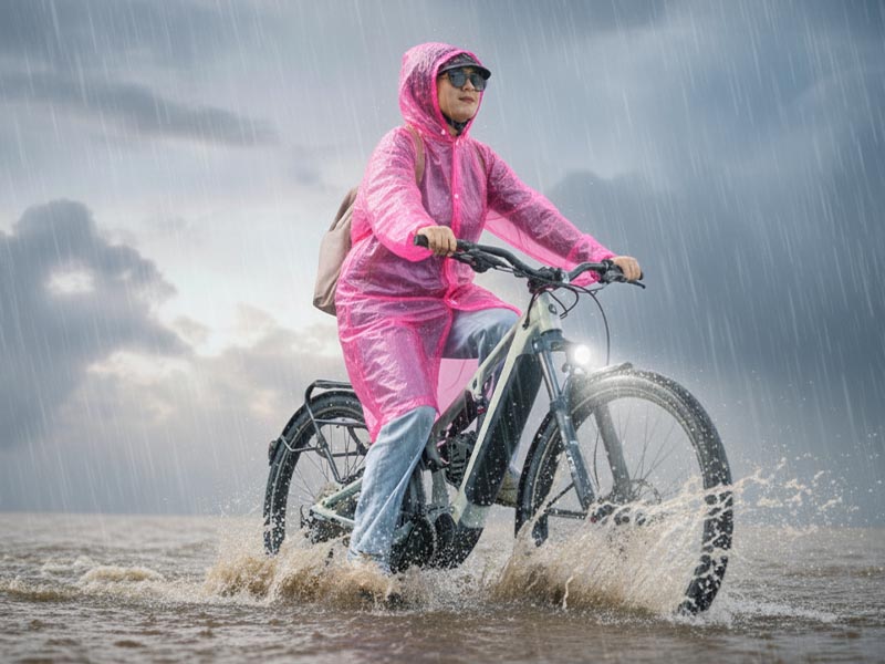 Riding An Electric Bike In The Rain