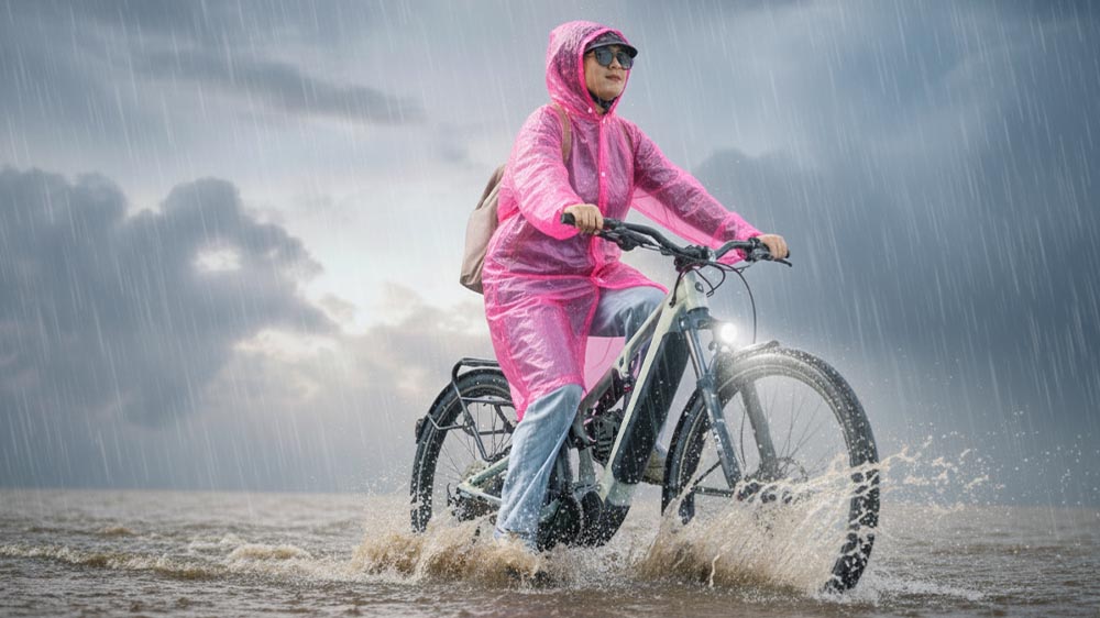 Wearing A Raincoat For Cycling In The Rain
