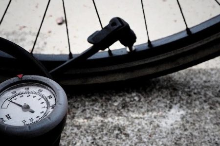 Checking The City Bike Tire Pressure