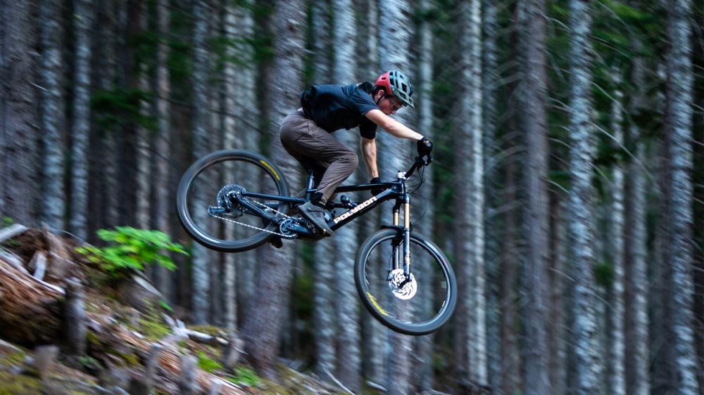 Mountain Bike Suspension Hit The Rock