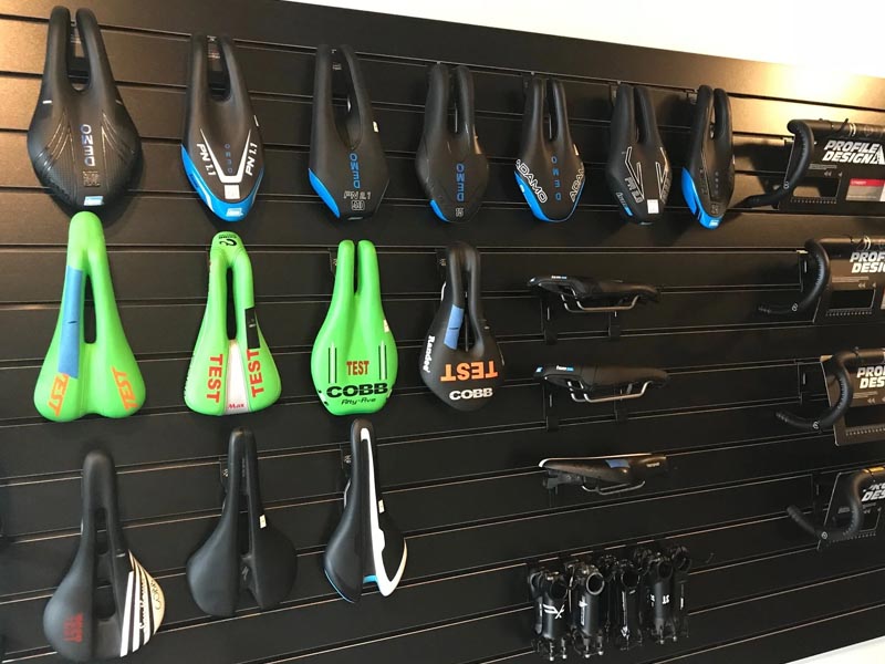 Road Bike Saddle Choices In A Bike Shop