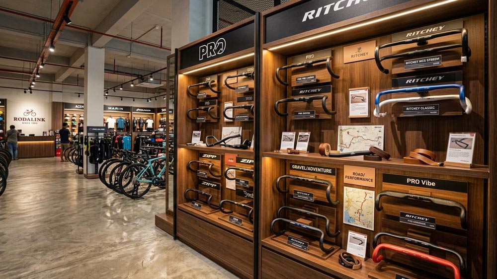 Gravel Bike Handlebars In A Bike Shop